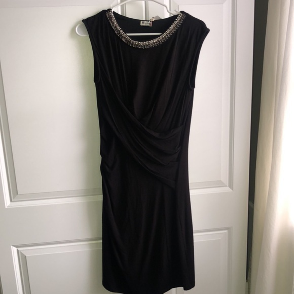 Kut from the Kloth Beaded neckline Cocktail‎ Black Dress Size 4 NWT